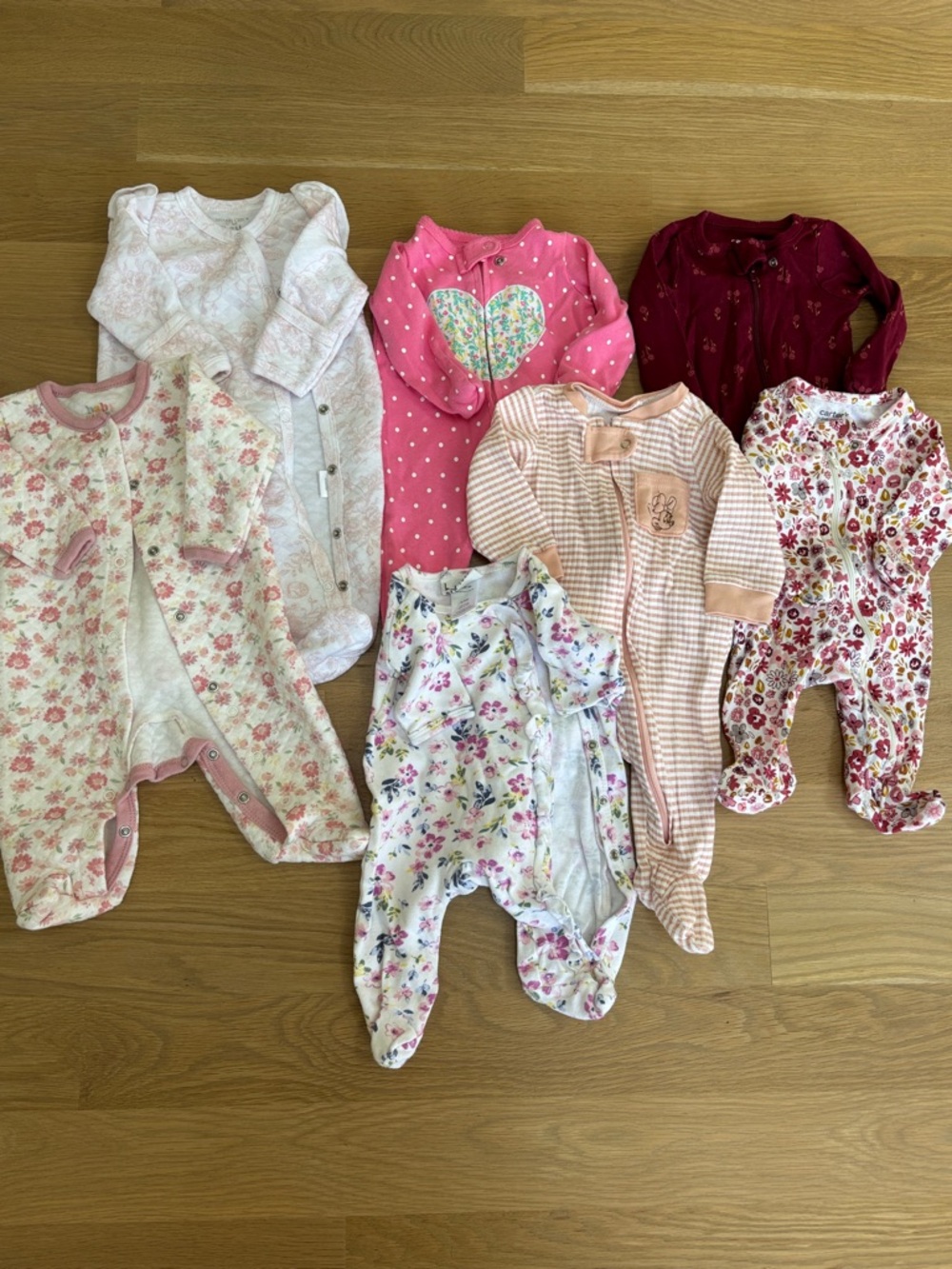 Mixed Girl newborn  One-Piece Sleepers bundle (7pieces)